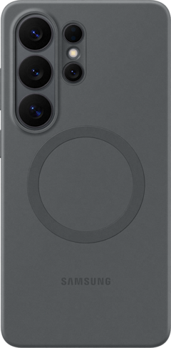 Achterkant van de zwarte silicone magnet case voor de S26 Ultra