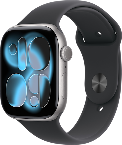 Apple Watch Series 11 GPS + Cellular 46mm Space Grey Aluminium Case with Black Sport Band - S/M