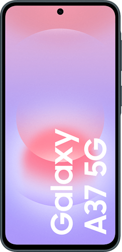 Voorkant van de grijsgroene Samsung Galaxy A37