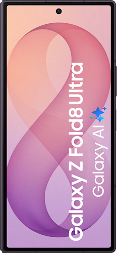 De voorkant van de paarse Galaxy Z Fold8 Ultra