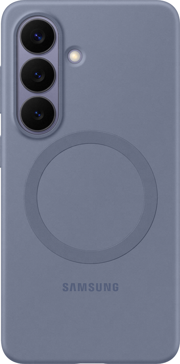 Achterkant van de blauwe paarse silicon magnet case voor de S26