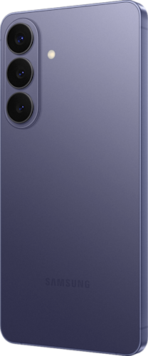 Achterkant van de donkerpaarse Samsung Galaxy S26 plus, rechtsom gedraaid