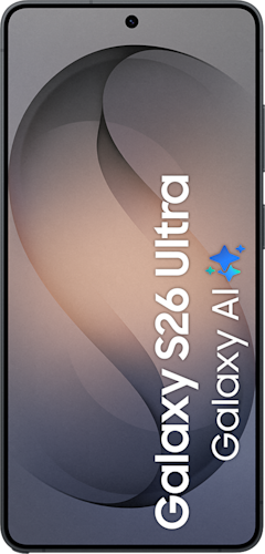 Voorkant van de zwarte Samsung Galaxy S26 Ultra