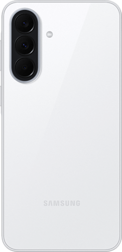 Achterkant van de witte Samsung Galaxy A37