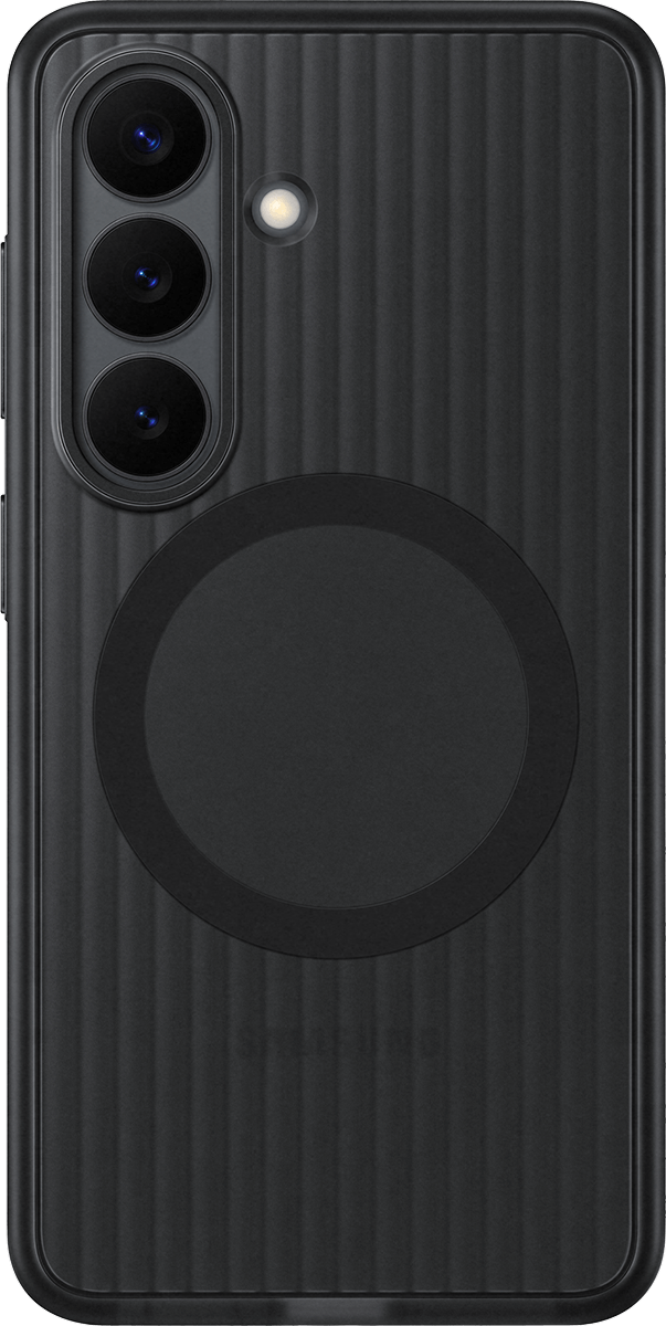 Achterkant van de zwarte rugged magnet case voor de S26