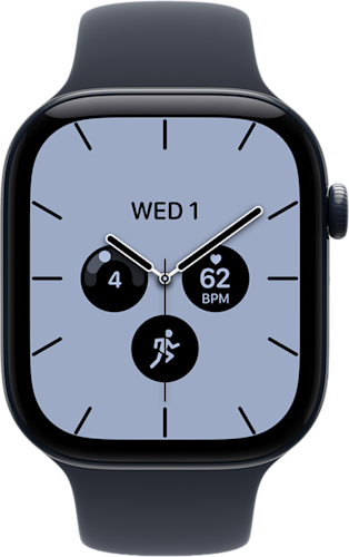 De voorkant van de blauwe Apple Watch Series 12 met blauw bandje