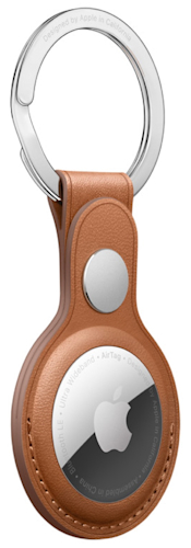 Apple Airtag Leather Key Ring Saddle Brown