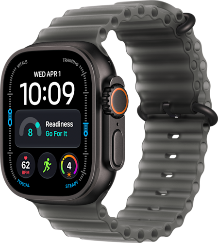 De zijkant van de Apple Watch Ultra 4