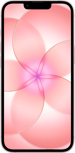 De voorkant van de zachtroze iPhone 17e