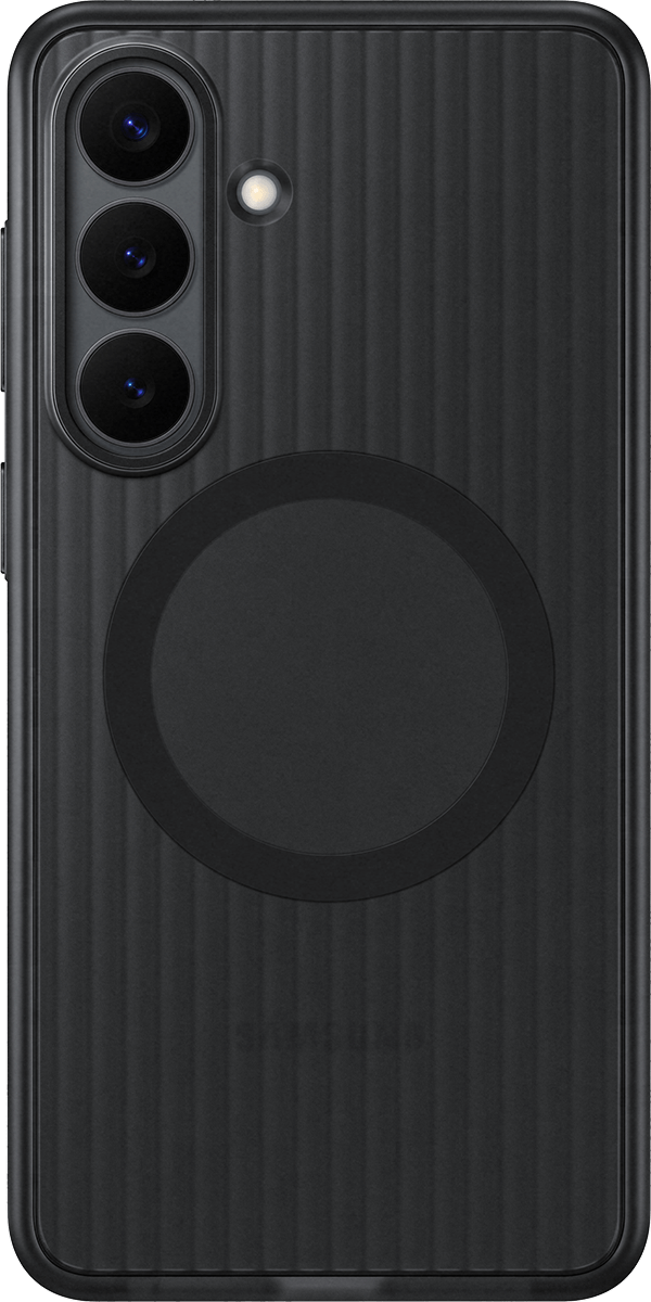 Achterkant van de zwarte rugged magnet case voor de S26+