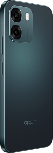 De linker achterkant van de OPPO A6 in Sapphire Black