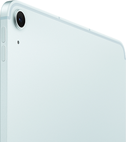 De zijkant van de blauwe iPad Air 2026