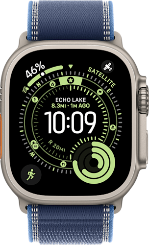 Apple Watch Ultra 3 GPS + Cellular 49mm Natural Titanium Case with Blue/Bright Blue Trail Loop - M/L