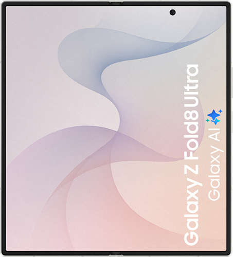 De opengeklapte witte Samsung Galaxy Z Fold8 Ultra