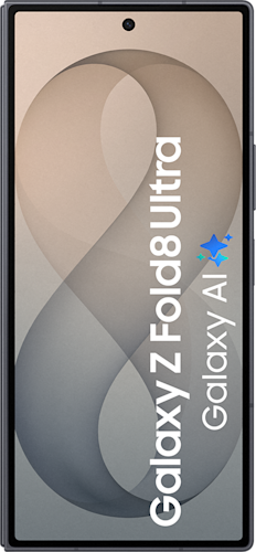 De voorkant van de zwarte Samsung Galaxy Z Fold8 Ultra