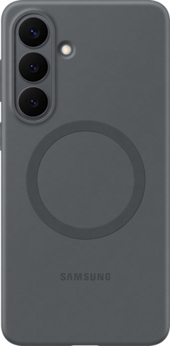 Achterkant van de zwarte silicone magnet case voor de S26 Plus