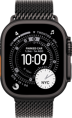 Apple Watch Ultra 3 GPS + Cellular 49mm Black Titanium Case with Black Titanium Milanese Loop – Medium