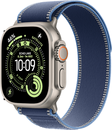 Apple Watch Ultra 3 GPS + Cellular 49mm Natural Titanium Case with Blue/Bright Blue Trail Loop - M/L