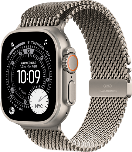 Apple Watch Ultra 3 GPS + Cellular 49mm Natural Titanium Case with Natural Titanium Milanese Loop – Medium