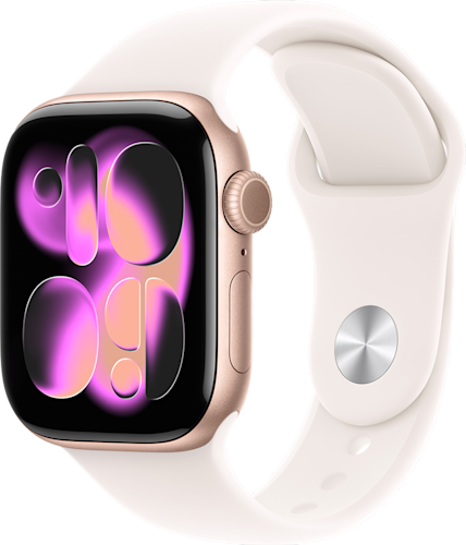 Apple Watch Series 11 GPS + Cellular 42mm Rose Gold Aluminium Case with Light Blush Sport Band S-M