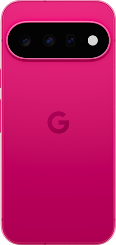 Achterkant van de roze Google Pixel 11
