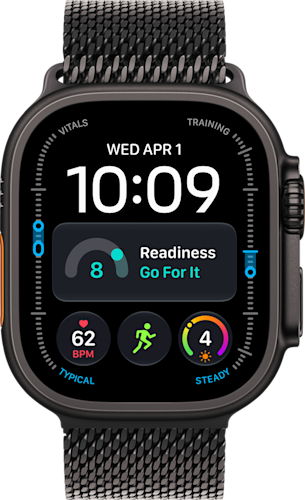 De voorkant van de Apple Watch Ultra 4