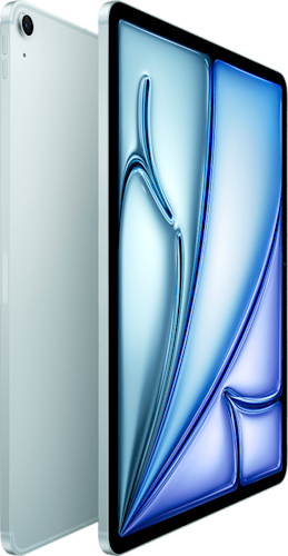 De voor en achterkant van de blauwe iPad Air 2026