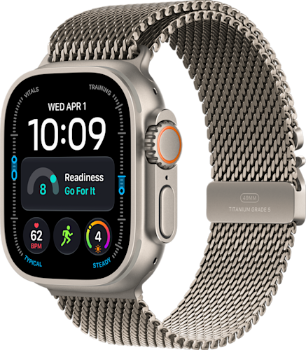 De zijkant van de Apple Watch Ultra 4