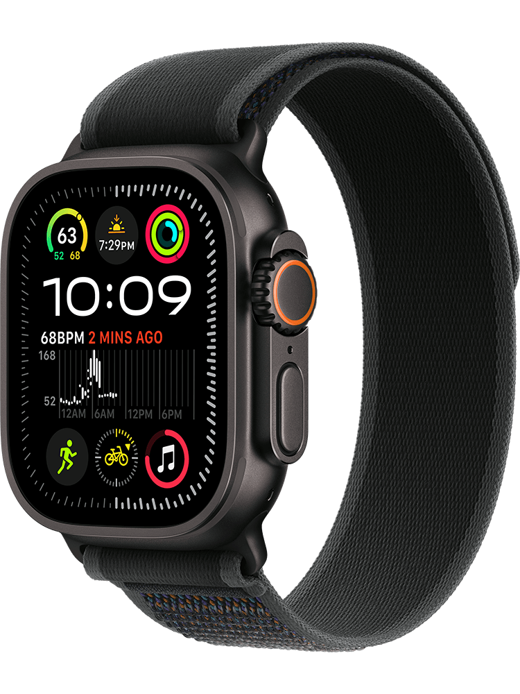 Apple Watch Ultra 2 GPS Cell 49mm Black Titanium Case with Black Trail Loop