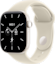 De zijkant van de witte Apple Watch Series 12 met wit bandje