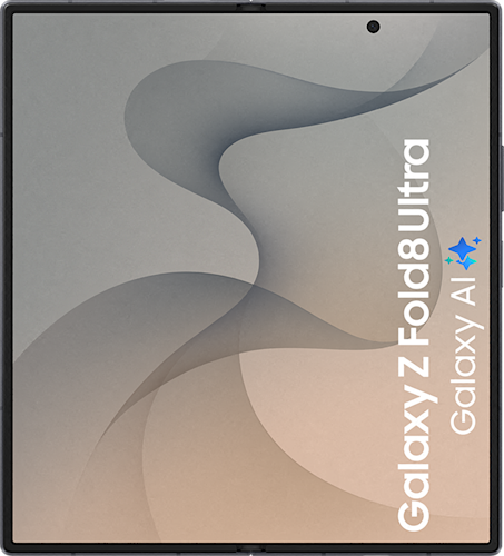 De opengeklapte zwarte Samsung Galaxy Z Fold8 Ultra