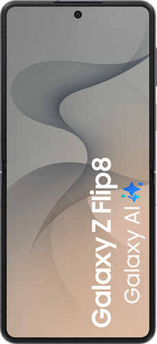 De voorkant van de zwarte Samsung Galaxy Z Flip8