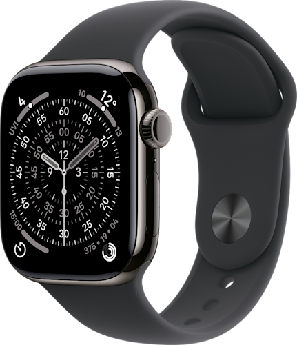 Apple Watch Series 11 GPS + Cellular 42mm Slate Titanium Case with Black Sport Band - M/L
