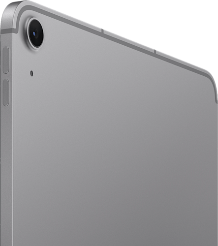 De achterkant van de grijze iPad Air 2026