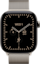 De voorkant van de naturel Apple Watch Series 12 met naturel bandje
