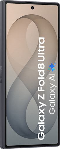 De voorkant van de zwarte Samsung Galaxy Z Fold8 Ultra