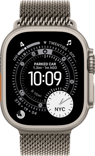 Apple Watch Ultra 3 GPS + Cellular 49mm Natural Titanium Case with Natural Titanium Milanese Loop – Medium