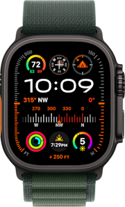 Apple Watch Ultra 2 GPS Cell 49mm Black Titanium Case with Dark Green Alpine Loop Medium
