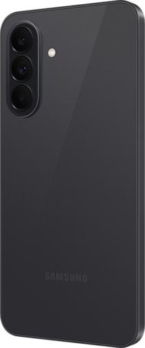 Achterkant van de zwarte Samsung Galaxy A37, rechtsom gedraaid