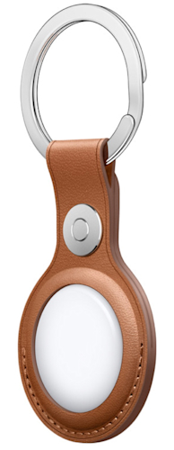 Apple Airtag Leather Key Ring Saddle Brown