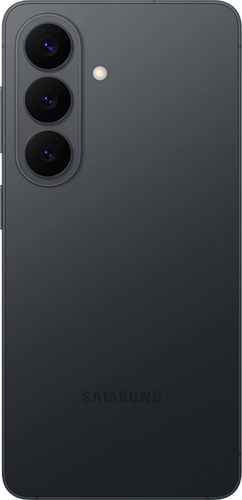 Achterkant van de zwarte Samsung Galaxy S26