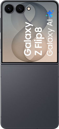 De achterkant van de zwarte Samsung Galaxy Z Flip8