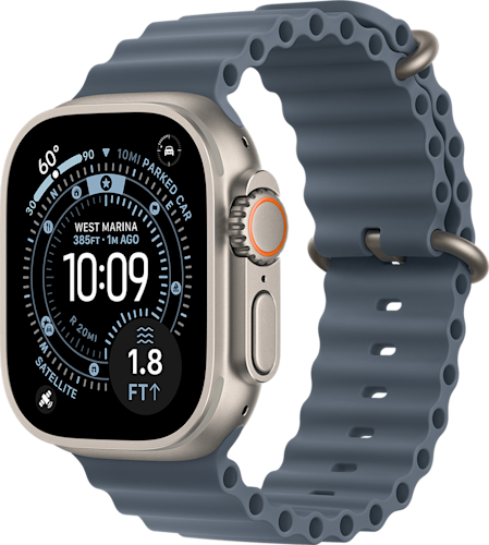 Apple Watch Ultra 3 GPS + Cellular 49mm Natural Titanium Case with Anchor Blue Ocean Band