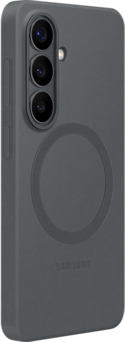 Zijkant van de zwarte silicone magnet case voor de S26 Plus