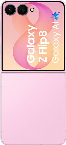 De achterkant van de roze Samsung Galaxy Z Flip8