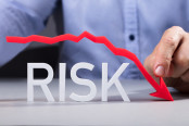 Pointing Red Arrow Decrease On Risk Text