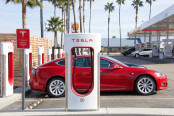 Tesla Car at a supercharging station