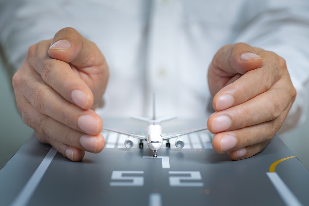 Concept of aviation safety, preventive action, security, and insurance.