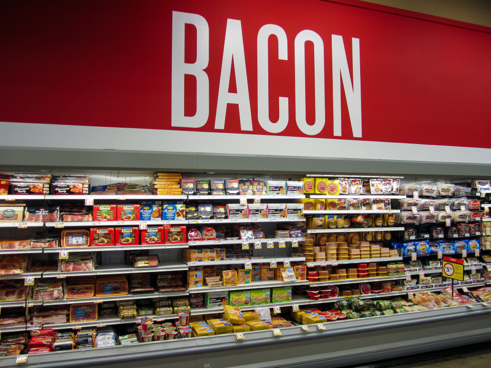 Bacon and cold cut meat display