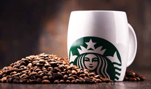 Starbucks Cup and Coffee Beans